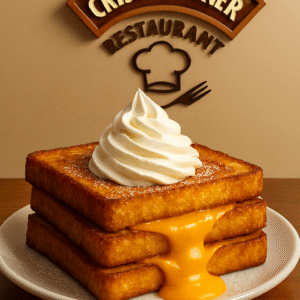 Three Slice of French Toast With Whipping Cream