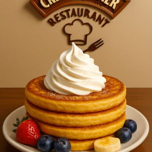 Whipped Cream Pancake And Fruits