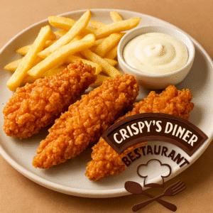 3 piece Chicken with fries and dipping sauce