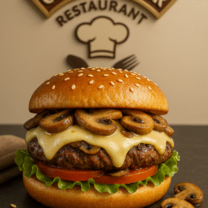 Mushroom and Swiss cheese burger: